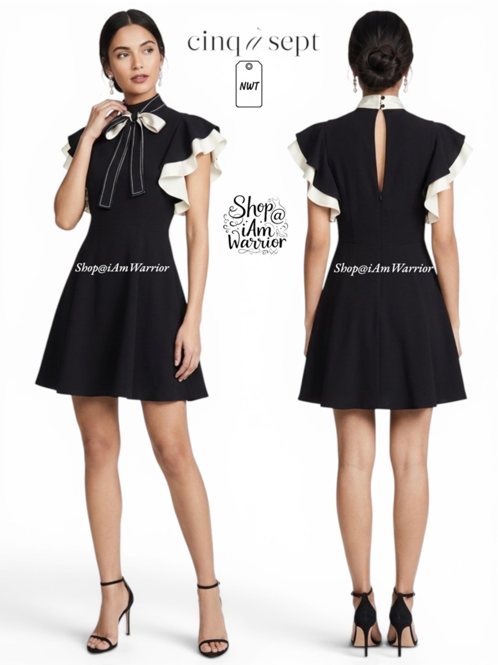 Cinq à Sept NWT Silk Ruffle Sleeve Tie-Neck Mini Dress *Shop@iAmWarrior